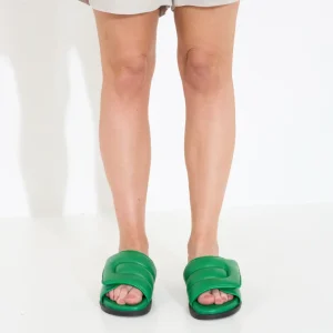 SLIP INS - Green real leather