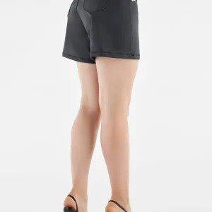 N.O.W. Yoga Mid Waist Shorts Vegan Leather Pant Shorts - Black