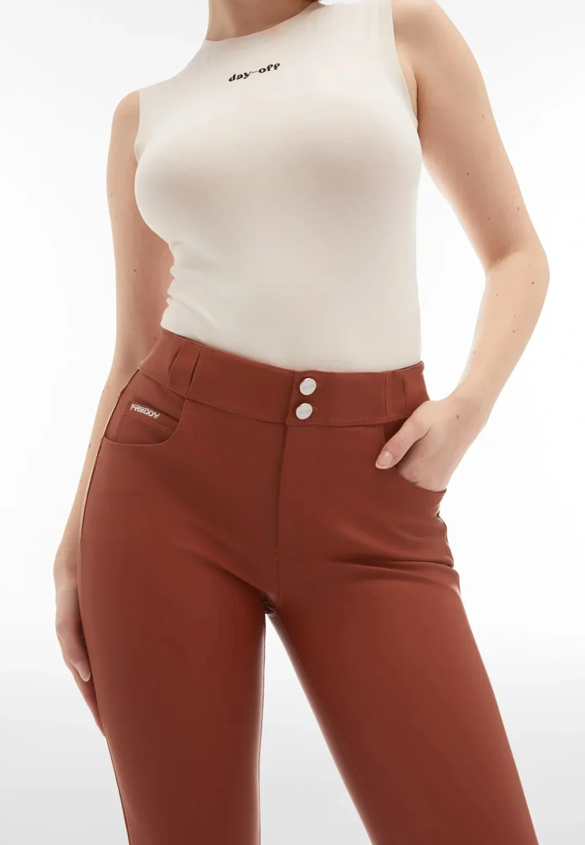 N.O.W. Comfort Mid Waist Skinny 7/8 Vegan Leather Pant - Rustic Brown - Bild 5