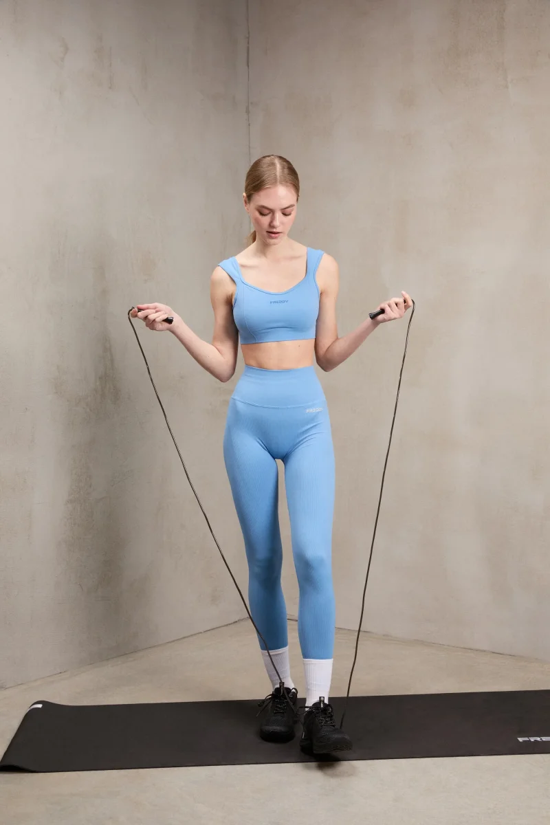 Seamless Ribbed Push-Up High Waist Skinny 7/8 Leggings - Ashleigh Blue - Made in Italy - Bild 5