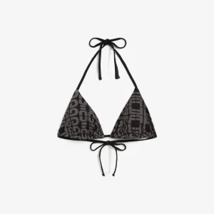 Triangle Bikini Top With All-Over Print - Black