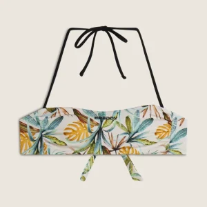 Bandeau Bikini Top With Tropical Print