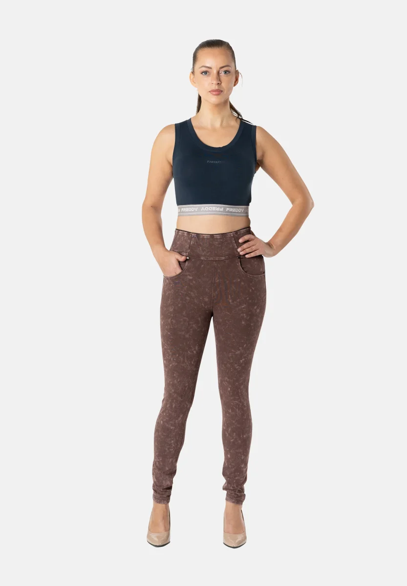 N.O.W. Yoga High Waist Skinny Denim Jeans Marble Dyed - French Roast Brown - Bild 3