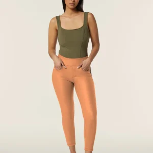 N.O.W. Yoga Mid Waist Skinny 7/8 Vegan Leather Pant - Lion Brown