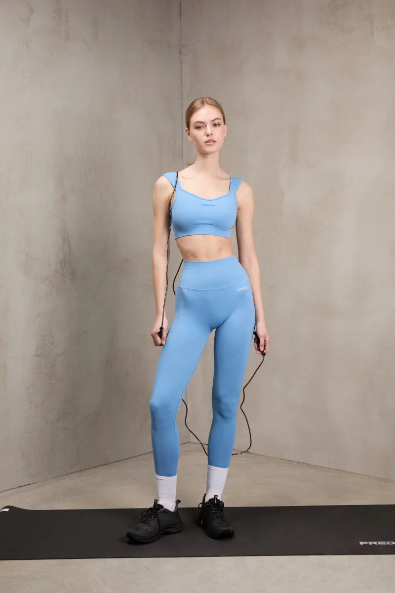 Seamless Ribbed Push-Up High Waist Skinny 7/8 Leggings - Ashleigh Blue - Made in Italy - Bild 6