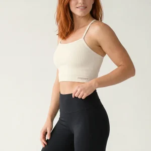 Seamless Sport Top Medium Support Ribbed - Cannoli Cream White