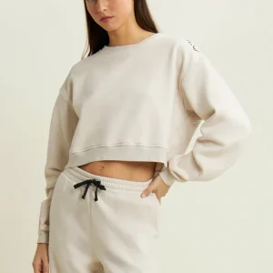 Oversized cropped sweatshirt with Flow print on the shoulder