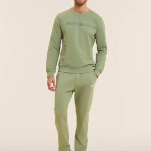 Crew neck sweatshirt with tone-on-tone "TRAINING" print - Hedge Green