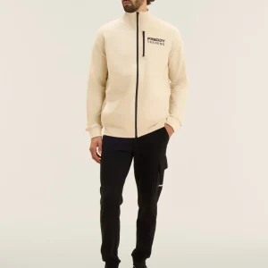 Zip sweatshirt with breast pocket and sporty stitching - White Swan