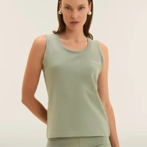 Regular tank top with FREDDY logo and elastic inserts - Iceberg Green