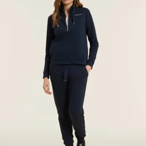 Athletic trousers with ribbed cuffs and rhinestones - Dark Sapphire Blue