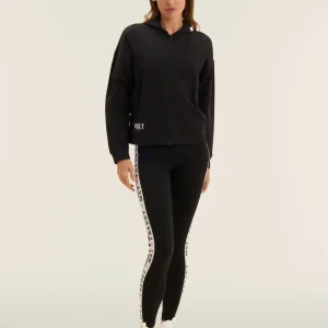 Cropped zip hoodie with MST print - Black
