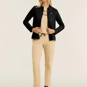 Zip sweatshirt with shirt collar and animal inserts - Black