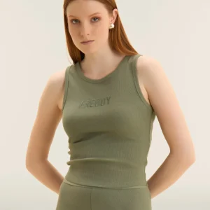 Cropped tank top with embroidered FREDDY logo - Sea Spray Green