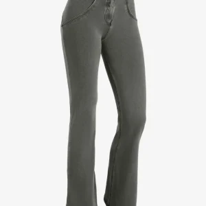 WR.UP Push-Up Regular Waist Flare Denim Jeans - Denim Gray - Black Seam