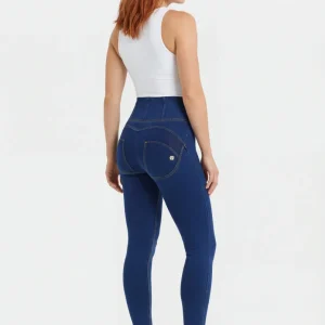 WR.UP Push-Up Super High Waist Skinny Denim Jeans - Denim Dark Blue - Yellow Seam