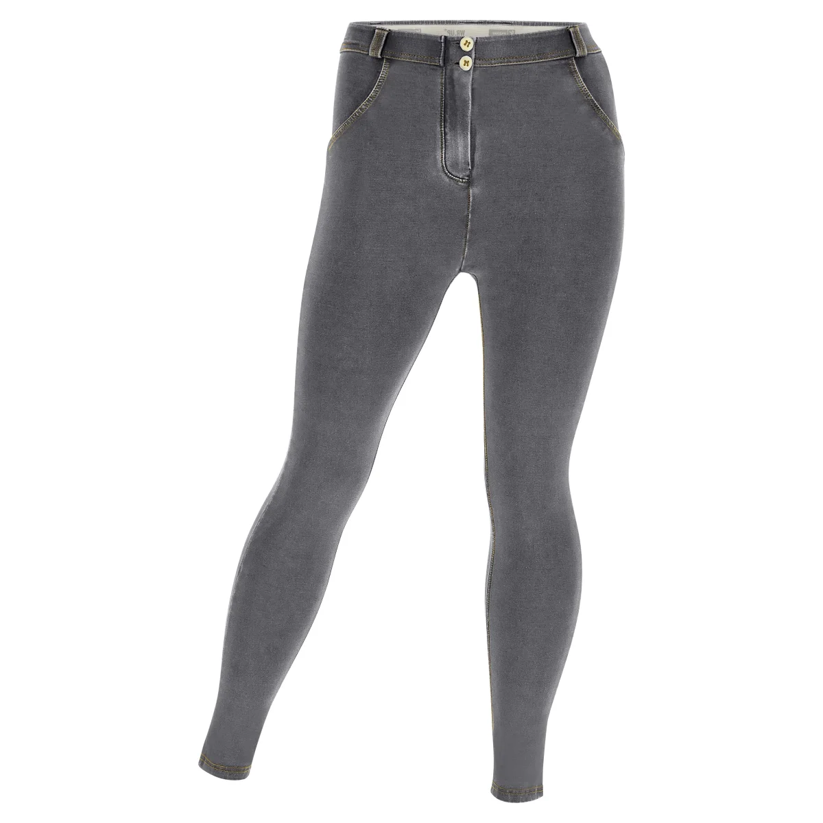 WR.UP Curvy Push-Up Regular Waist Skinny Denim Jeans - Denim Gray - Yellow Seam - Bild 4
