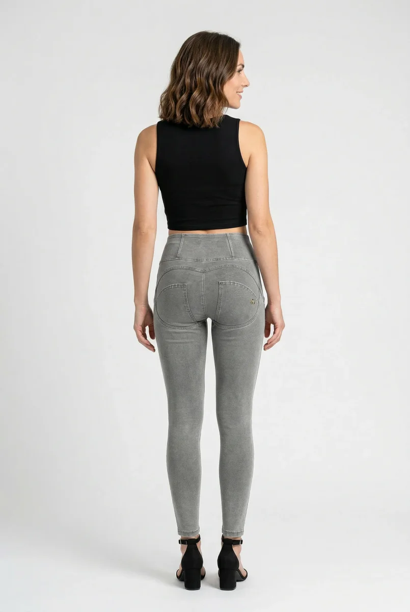 WR.UP Push-Up High Waist Skinny 7/8 Denim Jeans With Front Seam - Denim Gray - Black Seam - Bild 3