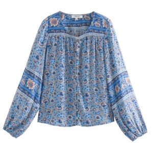 Blus med västerländsk design
