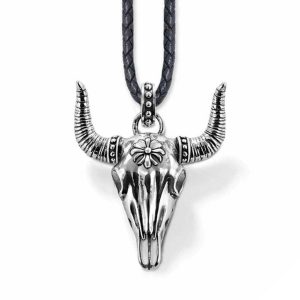 Country halsband Buffalo dödskalle (silver)