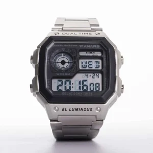 Digital herrklocka silver