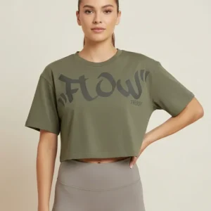 Women's cropped T-shirt - Flow Green