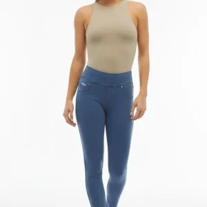 N.O.W. Yoga Mid Waist Skinny Denim Jeans - Denim Light Blue - Blue Seam