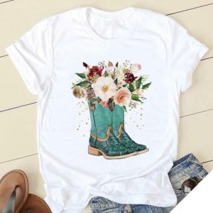 Vit cowboy-t-shirt för kvinnor