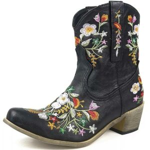 Westernstövlar med broderade blommor